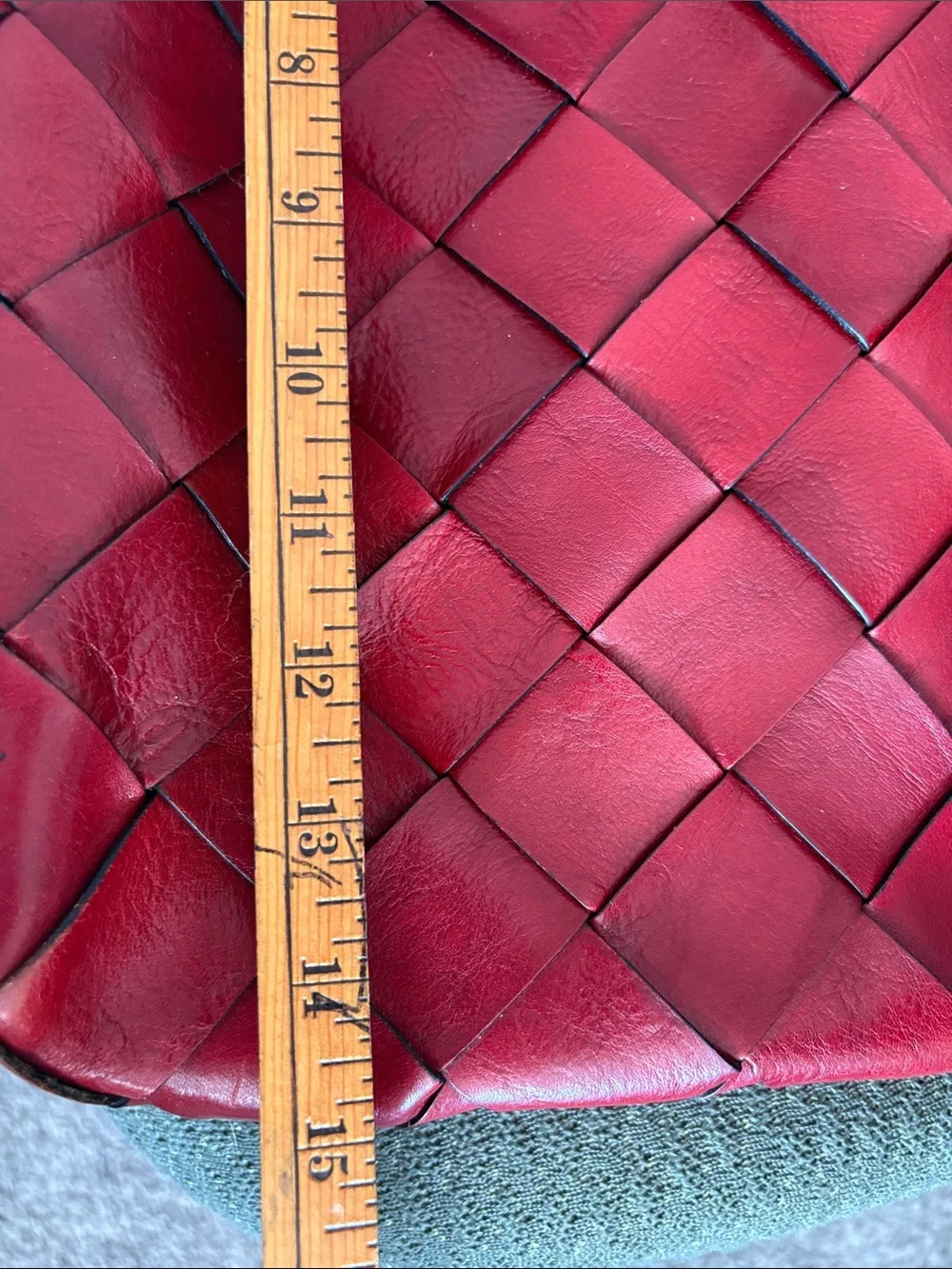 Vintage Wilson’s Woven Italian Leather Red Wine Shoulder Hand Bag Tote Pelle